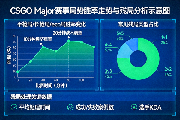CSGO Major 赛事局势胜率走势与残局分析示意图