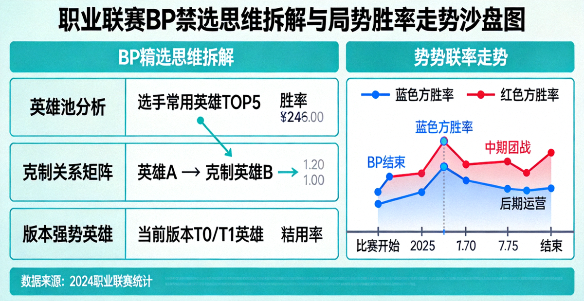 职业联赛 BP 禁选思维拆解与局势胜率走势沙盘图
